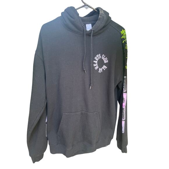 CLOAK “Black Hearts Club” Heart Graphic Hoodie Black Large - Picture 1 of 6